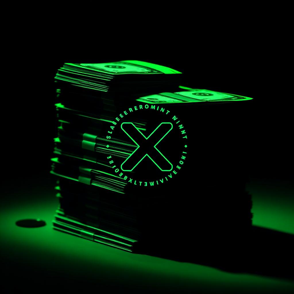 Stack of cash with X watermark